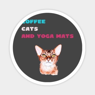 Coffee cats and yoga mats funny yoga and cat drawing Magnet